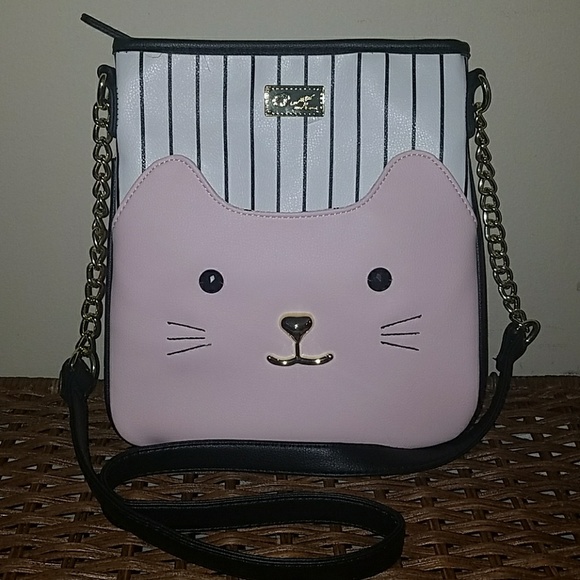 betsey johnson pink cat purse